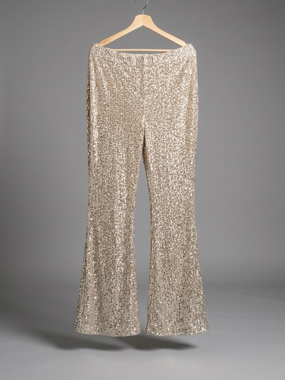 Forever 21 Champagne Sequin Flare Pants